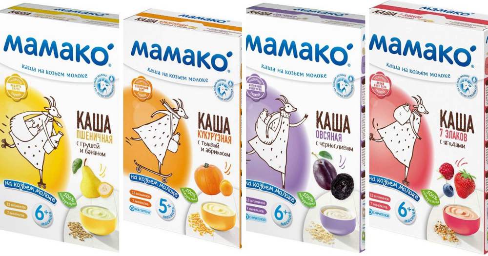 Каши на козьем молоке Мамако: ассортимент
